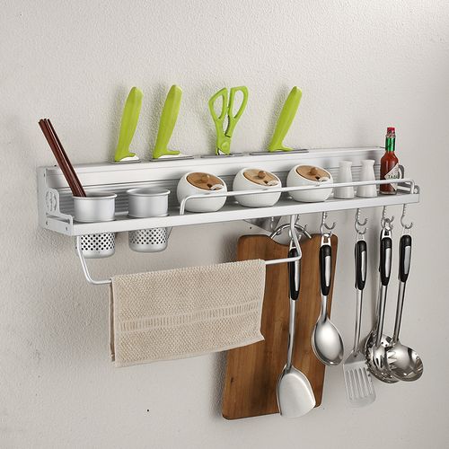 厨房置味物架太空铝挂件卫用品五金挂厨具刀架厨调料架打免孔壁挂